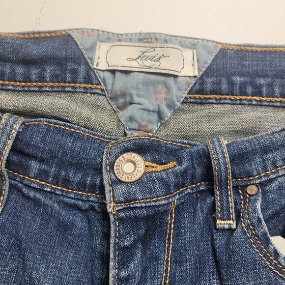 Levi's Capri Jeans Size 6 Blue Dark Wash Denim Retro Straight Leg Western Chore - Picture 4 of 10
